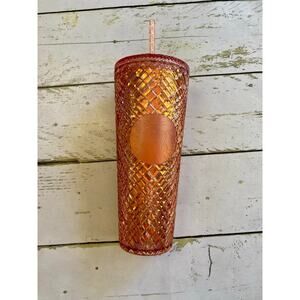 Starbucks 2021 Winter Holiday Jeweled Tumbler Cold Cup 24oz Rose Gold Christmas